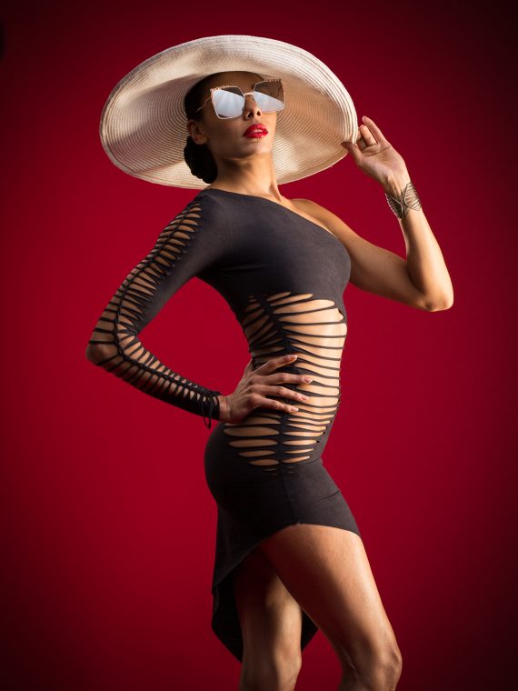 Sexy asymmetric dress SOLEILINA, cut out and braided - Image 8
