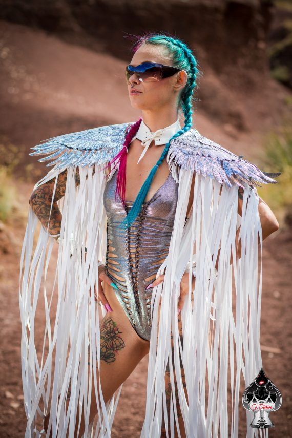 WHITE SHOULDER PIECES with Fringed and angel wings, Festival, Burning Man, White party - Image 20