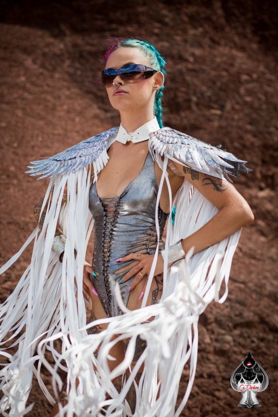 WHITE SHOULDER PIECES with Fringed and angel wings, Festival, Burning Man, White party - Image 5