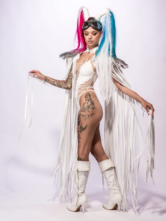 WHITE SHOULDER PIECES with Fringed and angel wings, Festival, Burning Man, White party - Image 19