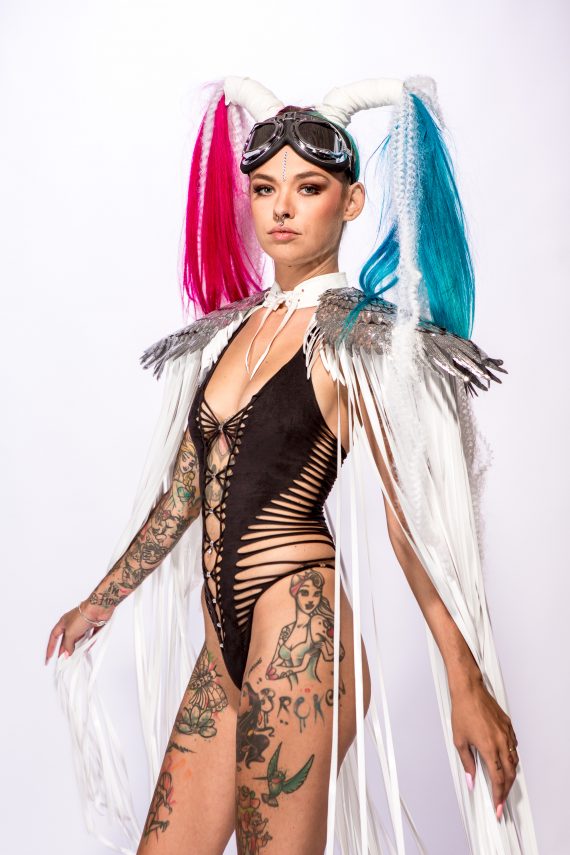 WHITE SHOULDER PIECES with Fringed and angel wings, Festival, Burning Man, White party - Image 15