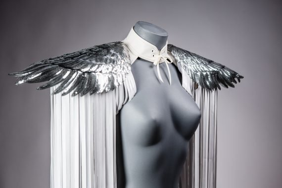 WHITE SHOULDER PIECES with Fringed and angel wings, Festival, Burning Man, White party - Image 23