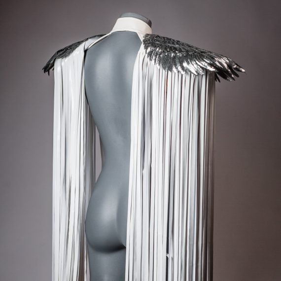 WHITE SHOULDER PIECES with Fringed and angel wings, Festival, Burning Man, White party - Image 18