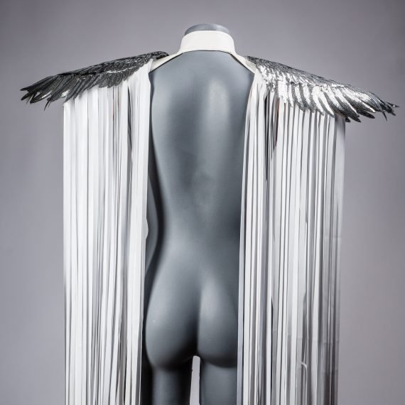 WHITE SHOULDER PIECES with Fringed and angel wings, Festival, Burning Man, White party - Image 16