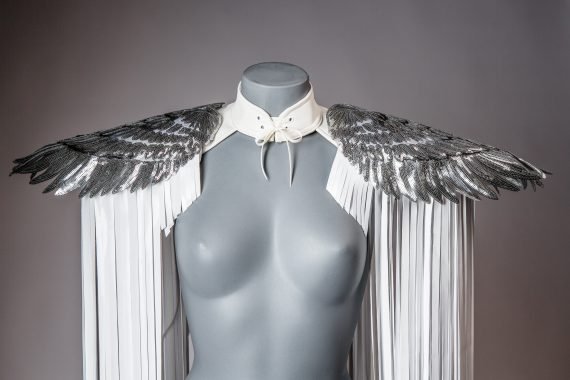 WHITE SHOULDER PIECES with Fringed and angel wings, Festival, Burning Man, White party - Image 22