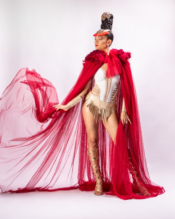 Red Cape in veil for women,  singer costumes, festival, Burning Man, stagewear - one size - Image 18