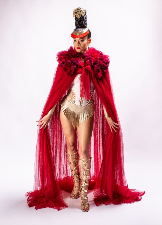 Red Cape in veil for women,  singer costumes, festival, Burning Man, stagewear - one size - Image 12