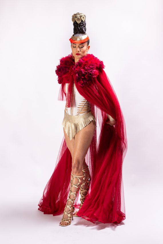 Red Cape in veil for women,  singer costumes, festival, Burning Man, stagewear - one size - Image 9