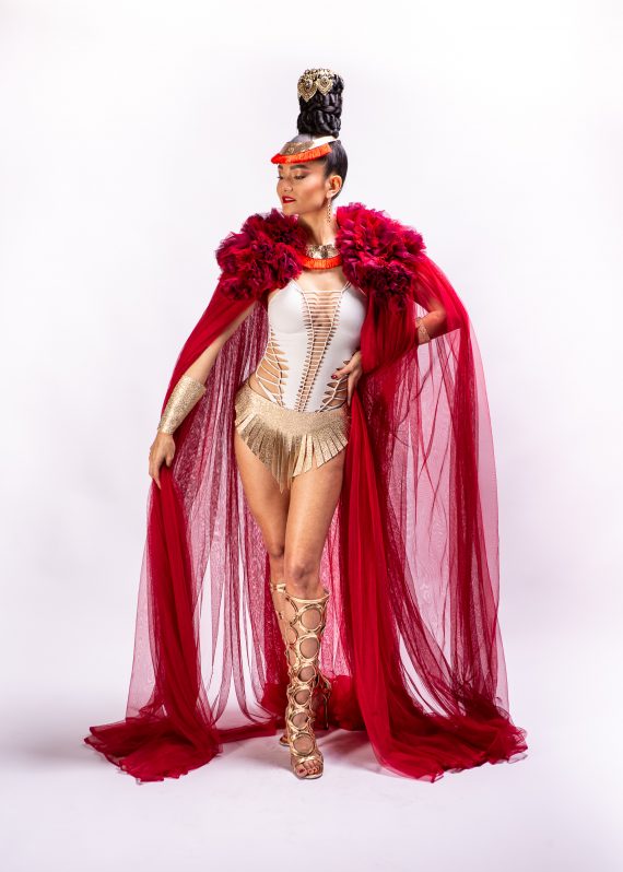 Red Cape in veil for women,  singer costumes, festival, Burning Man, stagewear - one size - Image 22