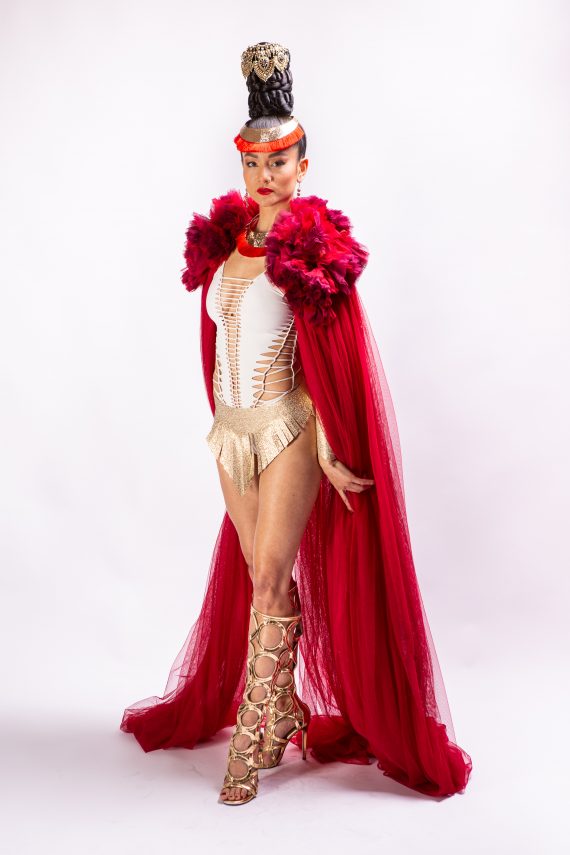 Red Cape in veil for women,  singer costumes, festival, Burning Man, stagewear - one size - Image 23