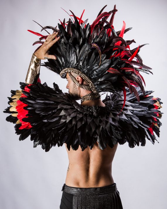 Men's, women's Iroquois Feathered, Headdress - roses -festival head pieces - Burning Man - Image 4