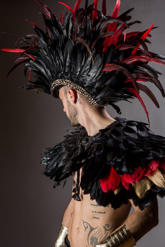 Men's, women's Iroquois Feathered, Headdress - roses -festival head pieces - Burning Man - Image 30