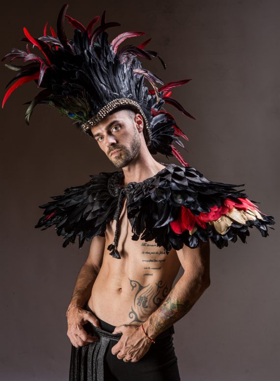 Men's, women's Iroquois Feathered, Headdress - roses -festival head pieces - Burning Man - Image 27