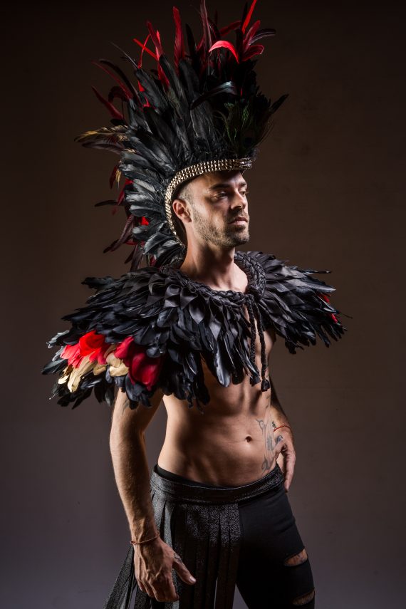 Men's, women's Iroquois Feathered, Headdress - roses -festival head pieces - Burning Man - Image 34