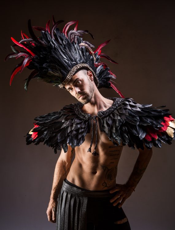 Men's, women's Iroquois Feathered, Headdress - roses -festival head pieces - Burning Man - Image 32