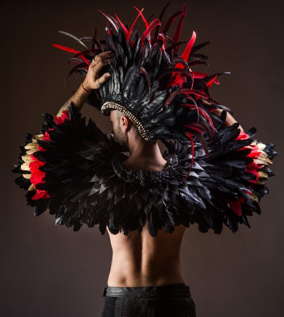 Men's, women's Iroquois Feathered, Headdress - roses -festival head pieces - Burning Man - Image 25