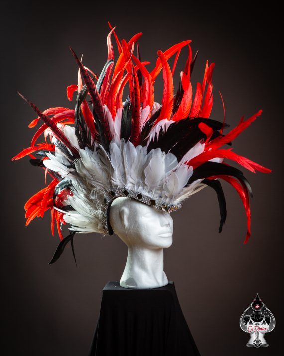 Men's, women's Iroquois Feathered, Headdress - roses -festival head pieces - Burning Man - Image 18