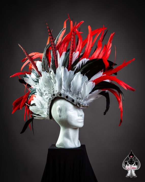 Men's, women's Iroquois Feathered, Headdress - roses -festival head pieces - Burning Man - Image 29