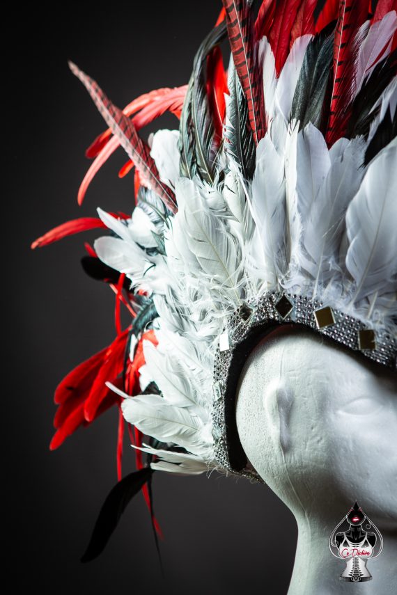 Men's, women's Iroquois Feathered, Headdress - roses -festival head pieces - Burning Man - Image 24