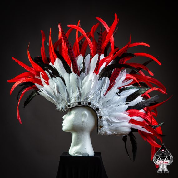 Men's, women's Iroquois Feathered, Headdress - roses -festival head pieces - Burning Man - Image 12