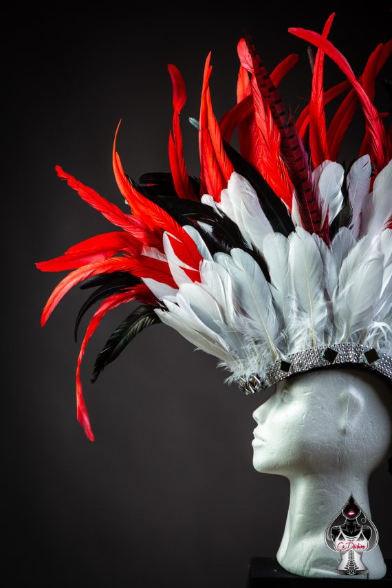 Men's, women's Iroquois Feathered, Headdress - roses -festival head pieces - Burning Man - Image 13