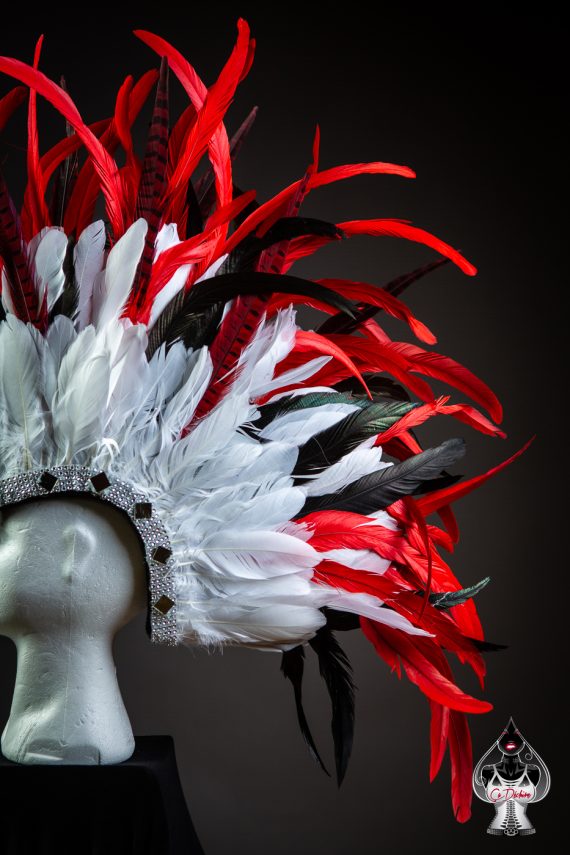 Men's, women's Iroquois Feathered, Headdress - roses -festival head pieces - Burning Man - Image 14