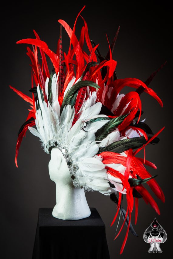 Men's, women's Iroquois Feathered, Headdress - roses -festival head pieces - Burning Man - Image 11