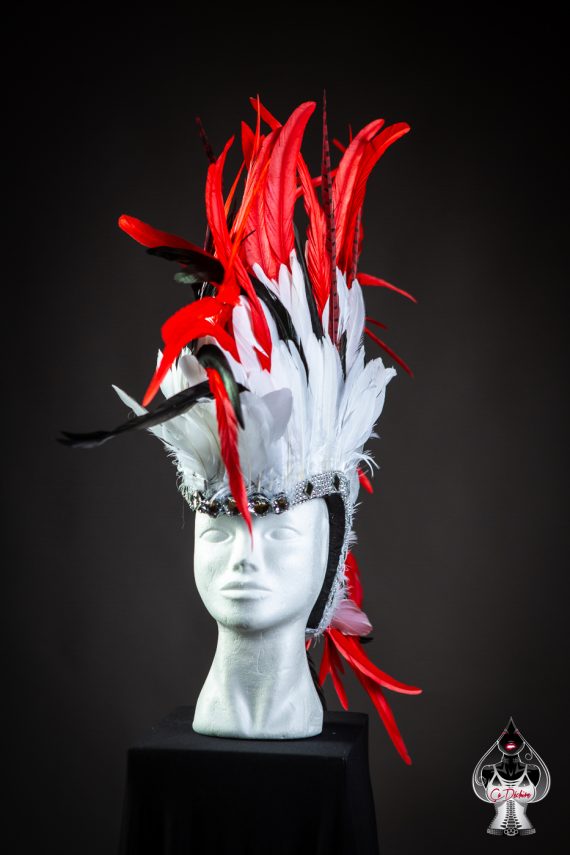 Men's, women's Iroquois Feathered, Headdress - roses -festival head pieces - Burning Man - Image 9