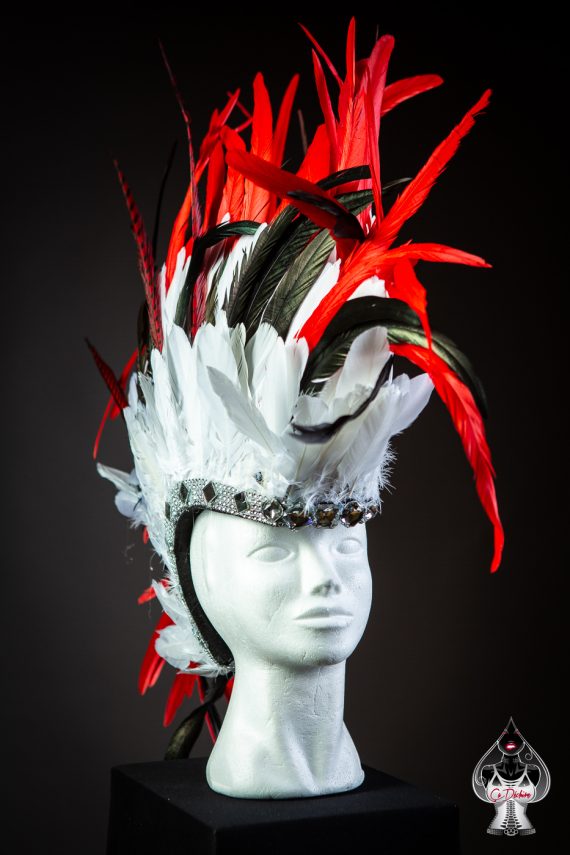 Men's, women's Iroquois Feathered, Headdress - roses -festival head pieces - Burning Man - Image 7