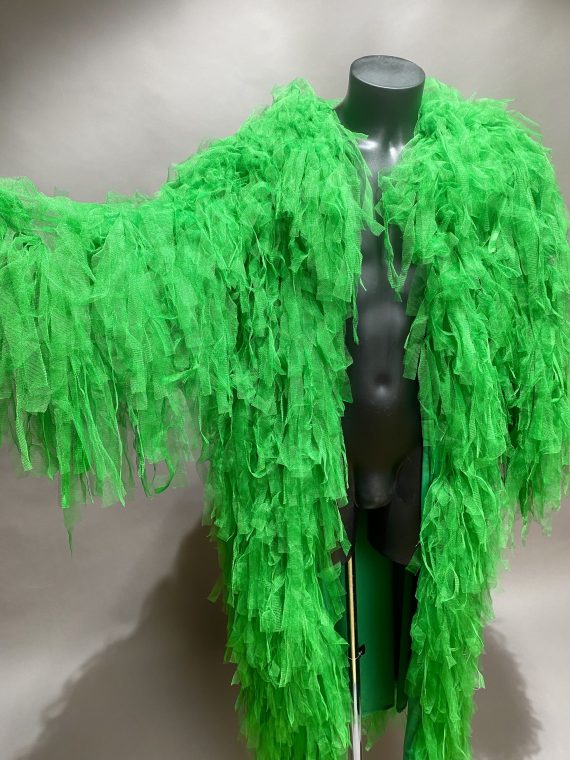 Long green coat in veil for men, Event, Festival, Stage, Singer Costumes, Burning Man - one size - Image 4