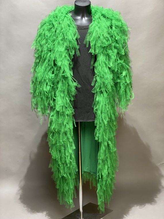 Long green coat in veil for men, Event, Festival, Stage, Singer Costumes, Burning Man - one size